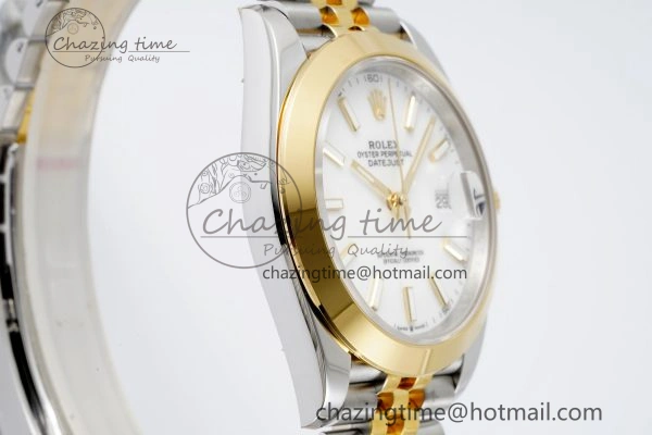 DateJust 41 SS YG Polished Bezel KING 1:1 Best Edition 904L Steel White Dial on Jubilee Bracelet VR3235