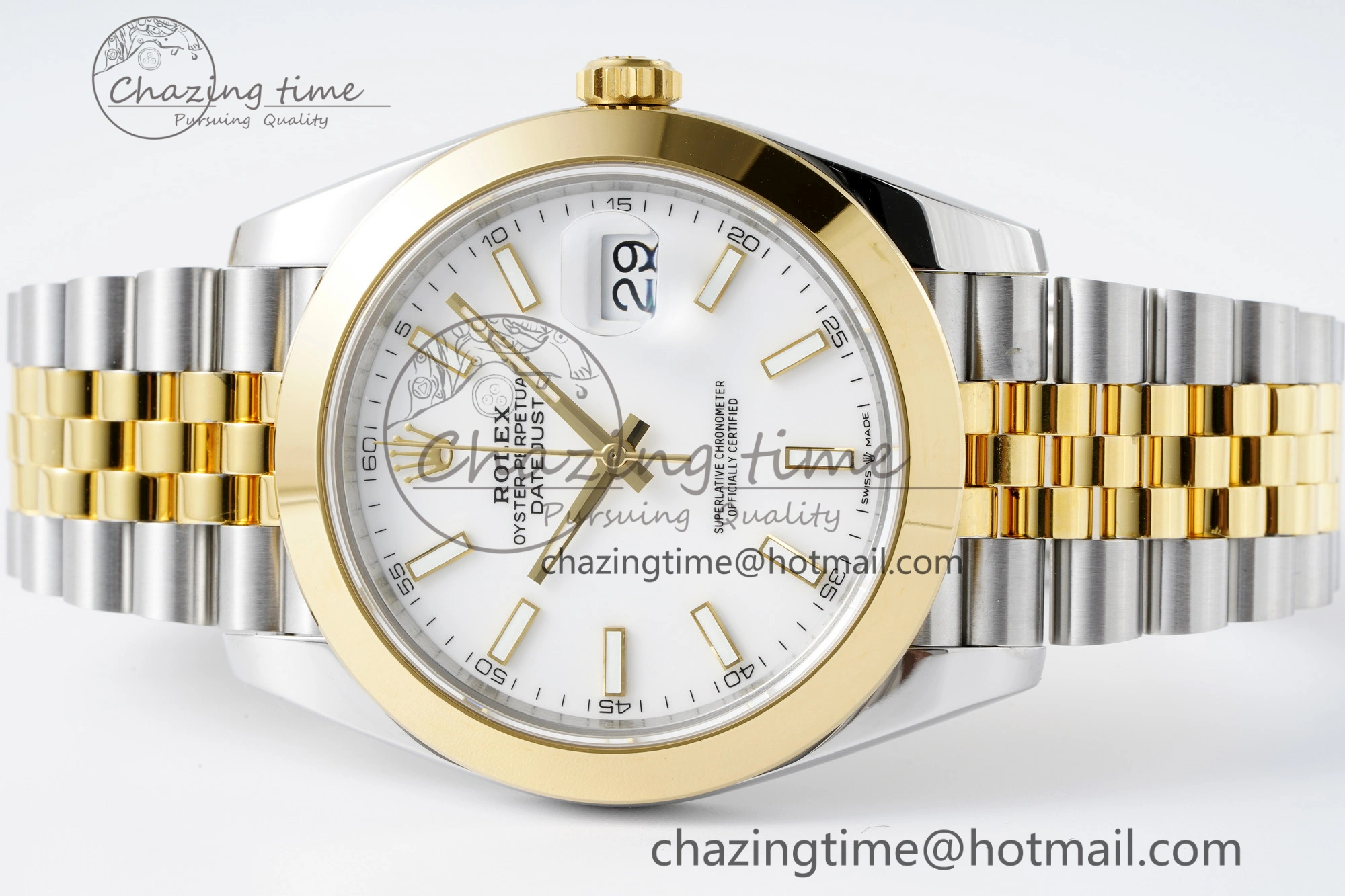 DateJust 41 SS YG Polished Bezel KING 1:1 Best Edition 904L Steel White Dial on Jubilee Bracelet VR3235