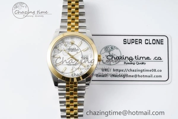 DateJust 41 SS YG Polished Bezel KING 1:1 Best Edition 904L Steel White Dial on Jubilee Bracelet VR3235
