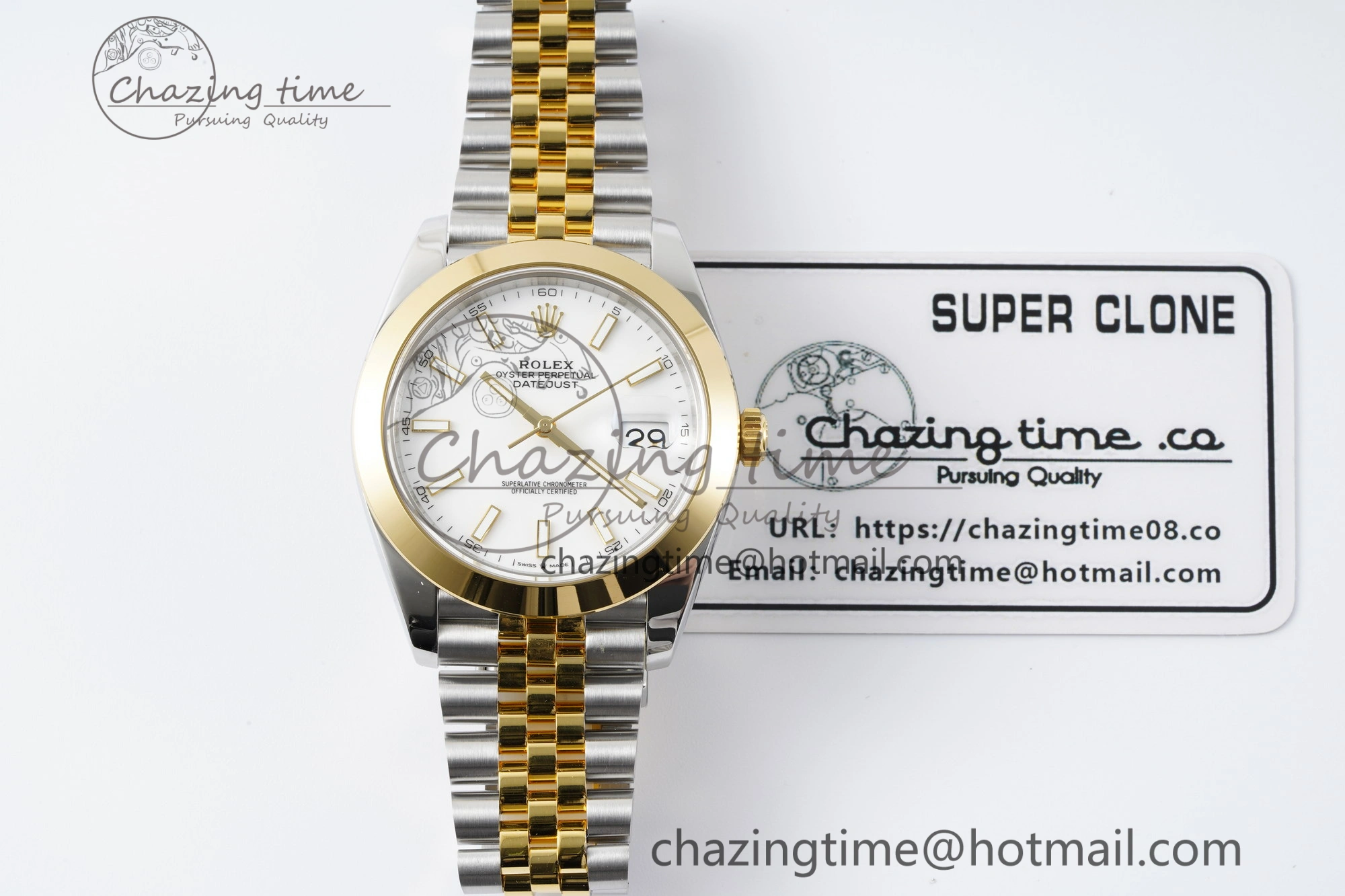 DateJust 41 SS YG Polished Bezel KING 1:1 Best Edition 904L Steel White Dial on Jubilee Bracelet VR3235