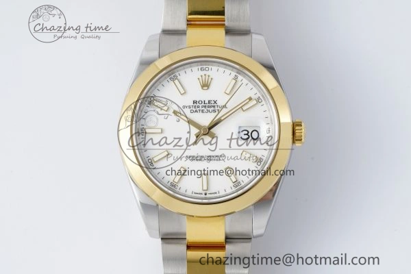 DateJust 41 SS YG Polished Bezel KING 1:1 Best Edition 904L Steel White Dial on Oyster Bracelet VR3235