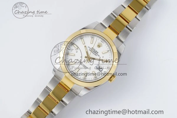 DateJust 41 SS YG Polished Bezel KING 1:1 Best Edition 904L Steel White Dial on Oyster Bracelet VR3235