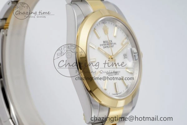 DateJust 41 SS YG Polished Bezel KING 1:1 Best Edition 904L Steel White Dial on Oyster Bracelet VR3235