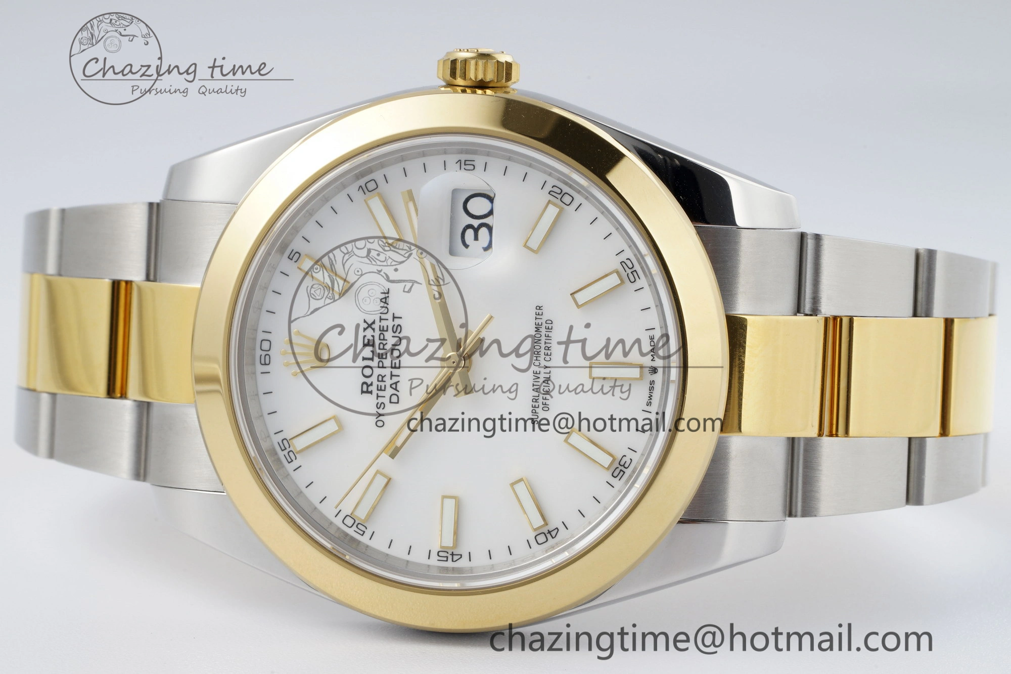 DateJust 41 SS YG Polished Bezel KING 1:1 Best Edition 904L Steel White Dial on Oyster Bracelet VR3235