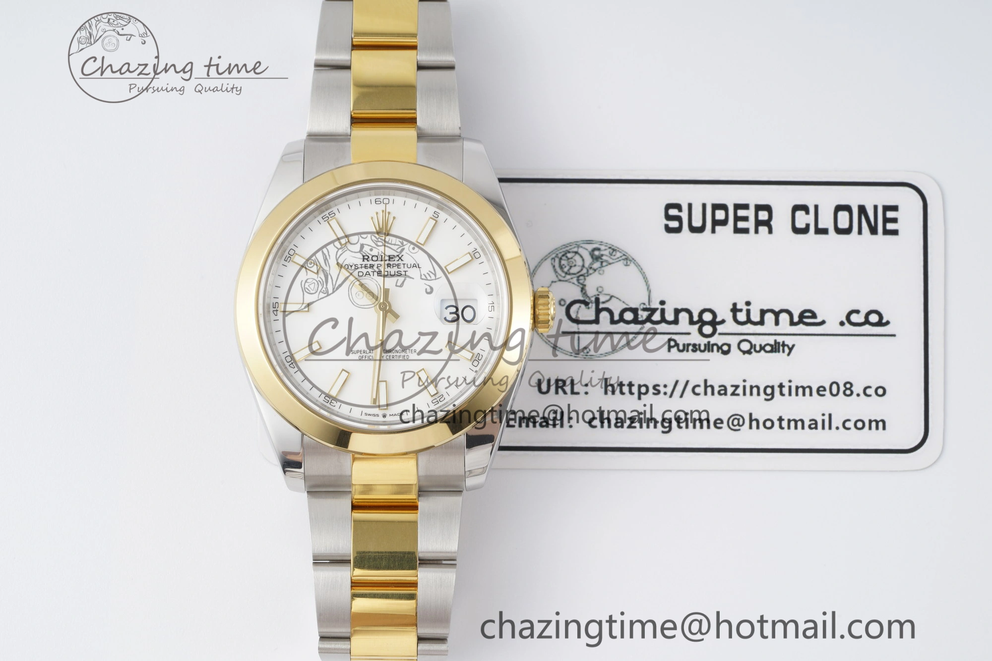 DateJust 41 SS YG Polished Bezel KING 1:1 Best Edition 904L Steel White Dial on Oyster Bracelet VR3235