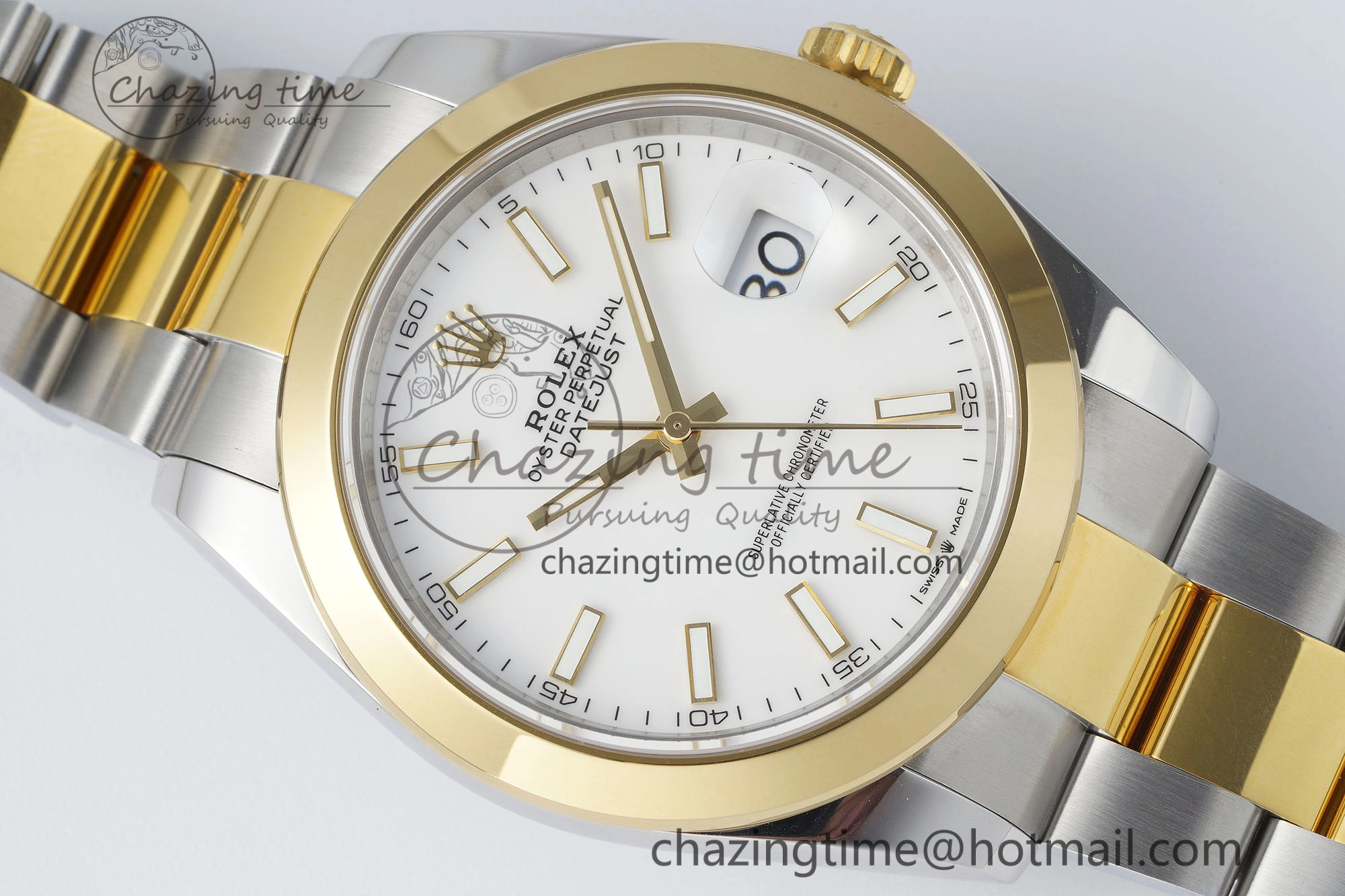 DateJust 41 SS YG Polished Bezel KING 1:1 Best Edition 904L Steel White Dial on Oyster Bracelet VR3235