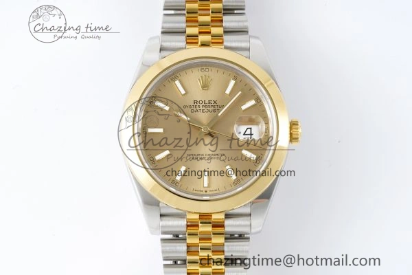 DateJust 41 SS YG Polished Bezel KING 1:1 Best Edition 904L Steel YG Dial on Jubilee Bracelet VR3235
