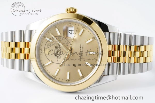 DateJust 41 SS YG Polished Bezel KING 1:1 Best Edition 904L Steel YG Dial on Jubilee Bracelet VR3235