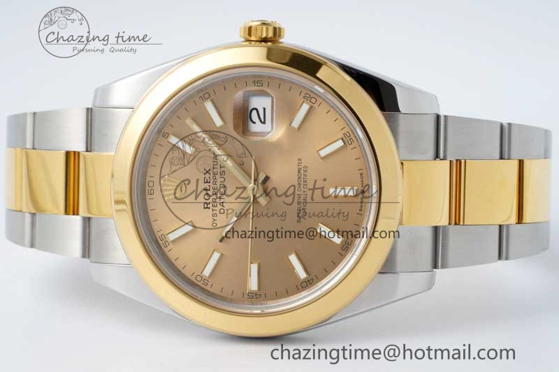 DateJust 41 SS YG Polished Bezel KING 1:1 Best Edition 904L Steel YG Dial on Oyster Bracelet VR3235