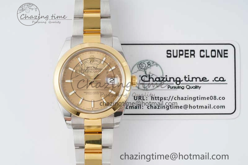 DateJust 41 SS YG Polished Bezel KING 1:1 Best Edition 904L Steel YG Dial on Oyster Bracelet VR3235