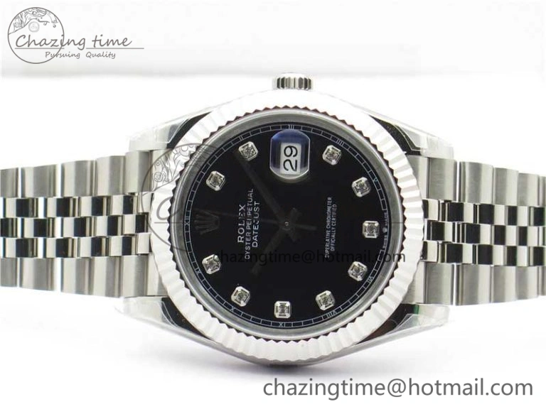 DateJust 41MM 126334 904L SS VRF 1:1 Best Edition Black Dial Crystals Markers on SS Jubilee Bracelet A3235