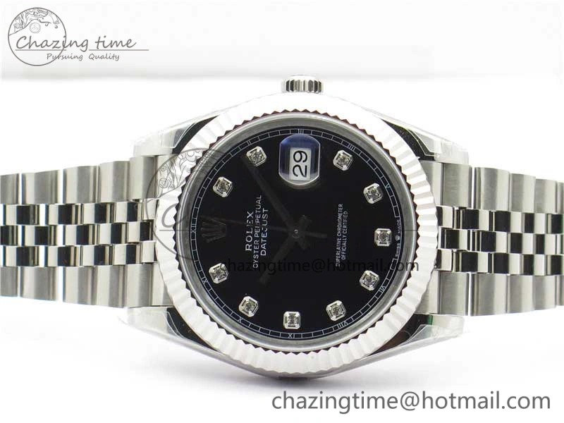DateJust 41MM 126334 904L SS VRF 1:1 Best Edition Black Dial Crystals Markers on SS Jubilee Bracelet A3235