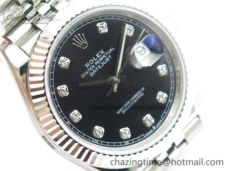DateJust 41MM 126334 904L SS VRF 1:1 Best Edition Black Dial Crystals Markers on SS Jubilee Bracelet A3235