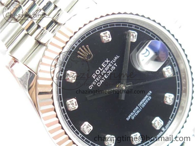 DateJust 41MM 126334 904L SS VRF 1:1 Best Edition Black Dial Crystals Markers on SS Jubilee Bracelet A3235