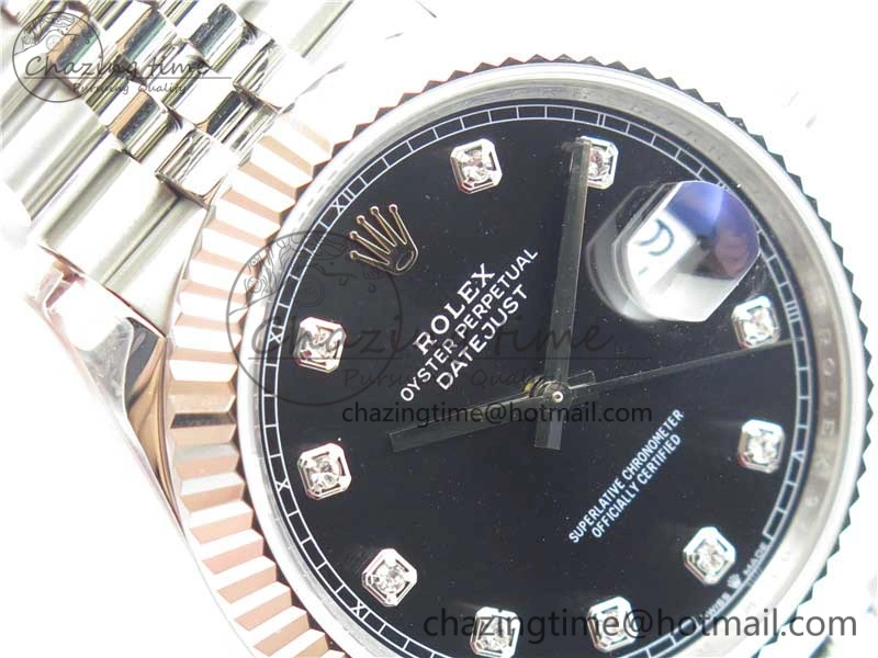 DateJust 41MM 126334 904L SS VRF 1:1 Best Edition Black Dial Crystals Markers on SS Jubilee Bracelet A3235