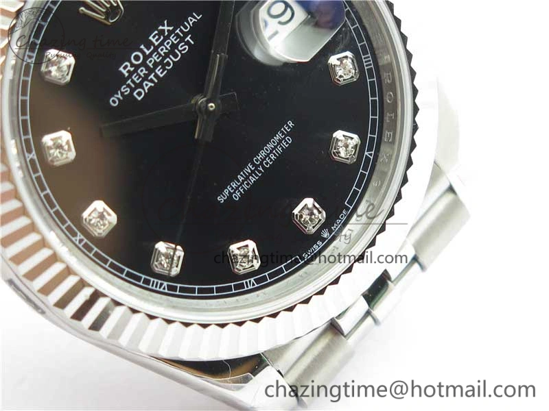 DateJust 41MM 126334 904L SS VRF 1:1 Best Edition Black Dial Crystals Markers on SS Jubilee Bracelet A3235