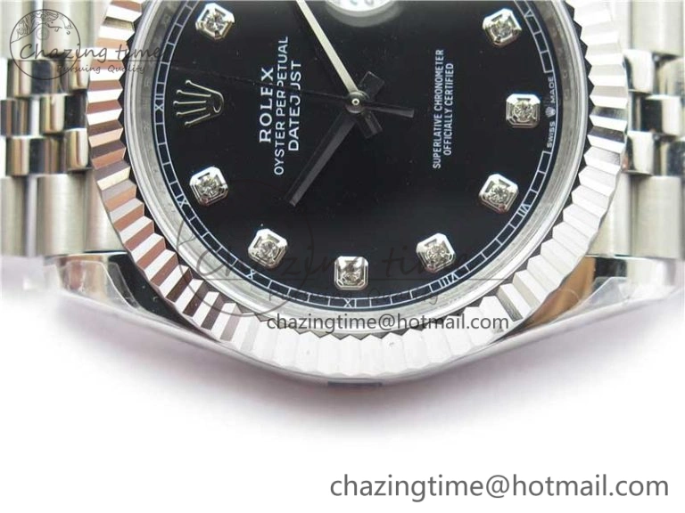 DateJust 41MM 126334 904L SS VRF 1:1 Best Edition Black Dial Crystals Markers on SS Jubilee Bracelet A3235