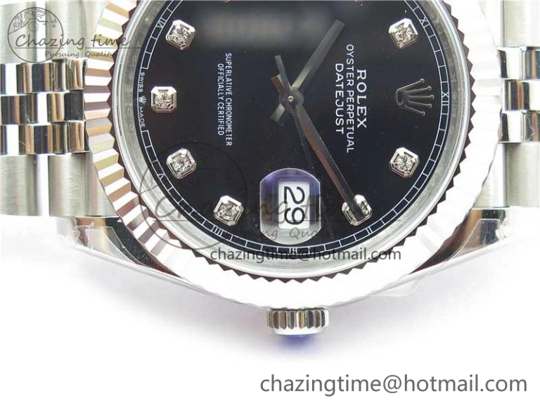 DateJust 41MM 126334 904L SS VRF 1:1 Best Edition Black Dial Crystals Markers on SS Jubilee Bracelet A3235