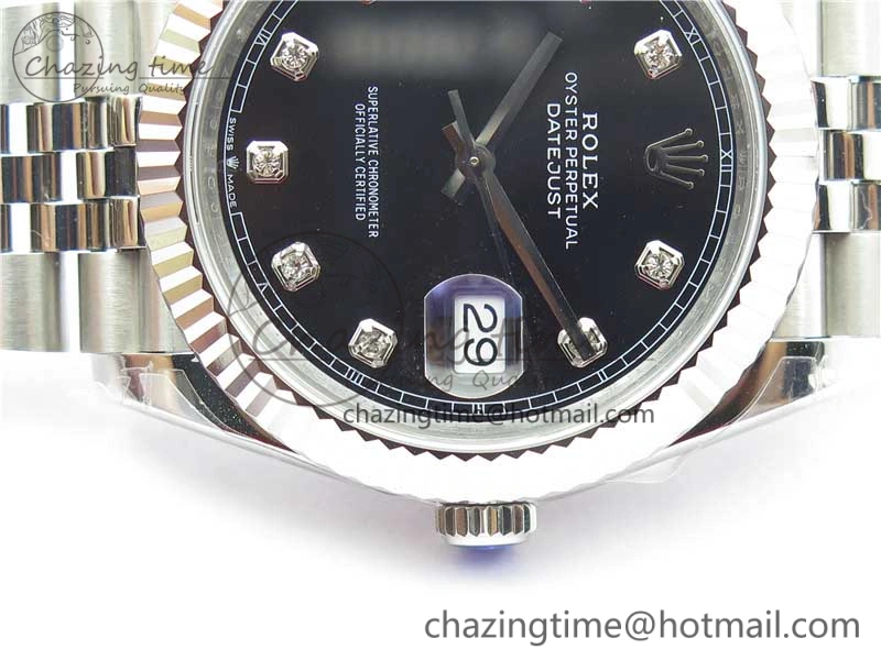 DateJust 41MM 126334 904L SS VRF 1:1 Best Edition Black Dial Crystals Markers on SS Jubilee Bracelet A3235
