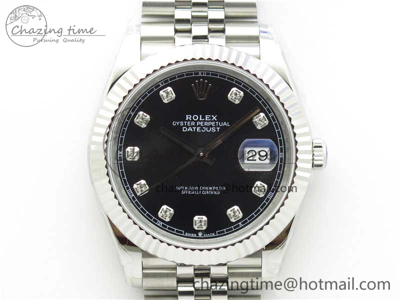 DateJust 41MM 126334 904L SS VRF 1:1 Best Edition Black Dial Crystals Markers on SS Jubilee Bracelet A3235