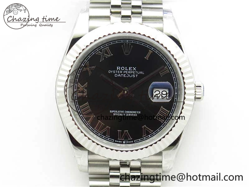 DateJust 41MM 126334 904L SS VRF 1:1 Best Edition Black Dial Roman Markers on SS Jubilee Bracelet A3235