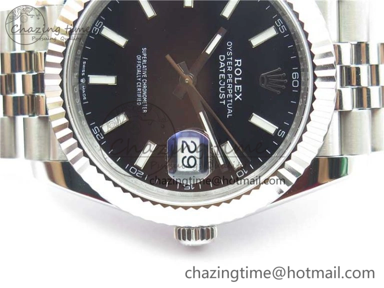 DateJust 41MM 126334 904L SS VRF 1:1 Best Edition Black Dial Stick Markers on SS Jubilee Bracelet A3235