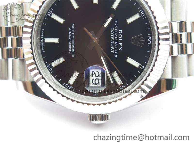 DateJust 41MM 126334 904L SS VRF 1:1 Best Edition Black Dial Stick Markers on SS Jubilee Bracelet A3235