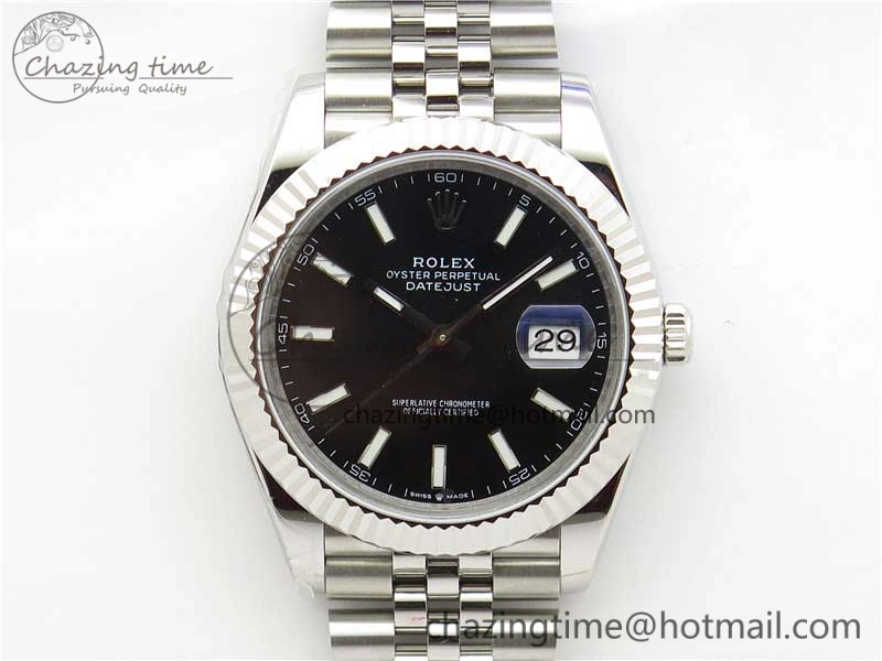 DateJust 41MM 126334 904L SS VRF 1:1 Best Edition Black Dial Stick Markers on SS Jubilee Bracelet A3235