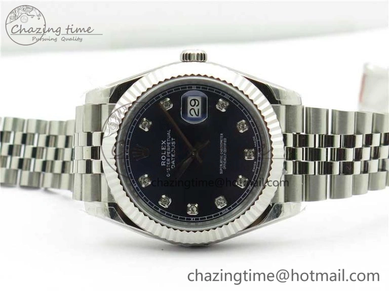 DateJust 41MM 126334 904L SS VRF 1:1 Best Edition Blue Dial Crystals Markers on SS Jubilee Bracelet A3235