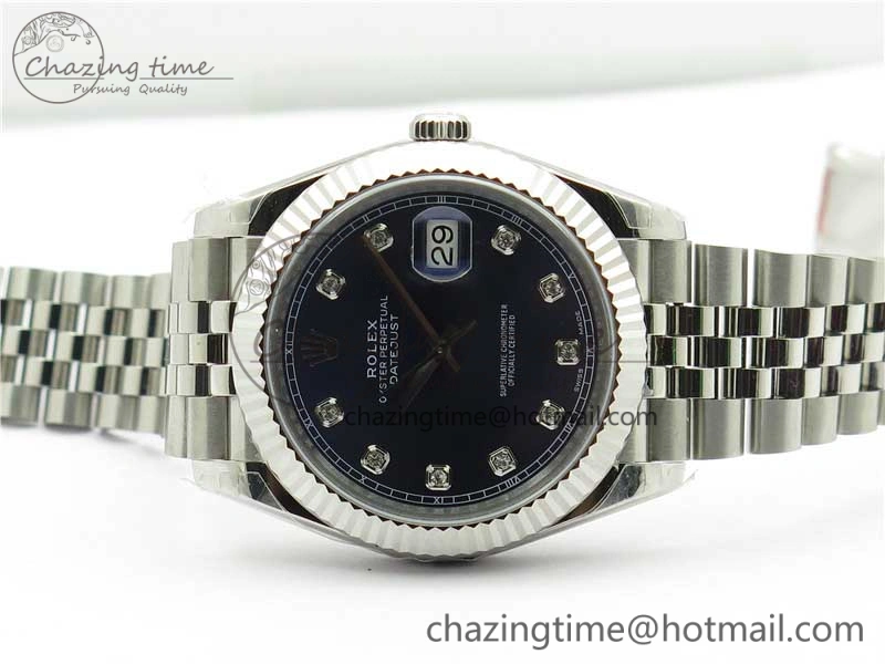DateJust 41MM 126334 904L SS VRF 1:1 Best Edition Blue Dial Crystals Markers on SS Jubilee Bracelet A3235