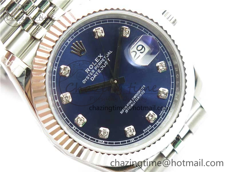 DateJust 41MM 126334 904L SS VRF 1:1 Best Edition Blue Dial Crystals Markers on SS Jubilee Bracelet A3235