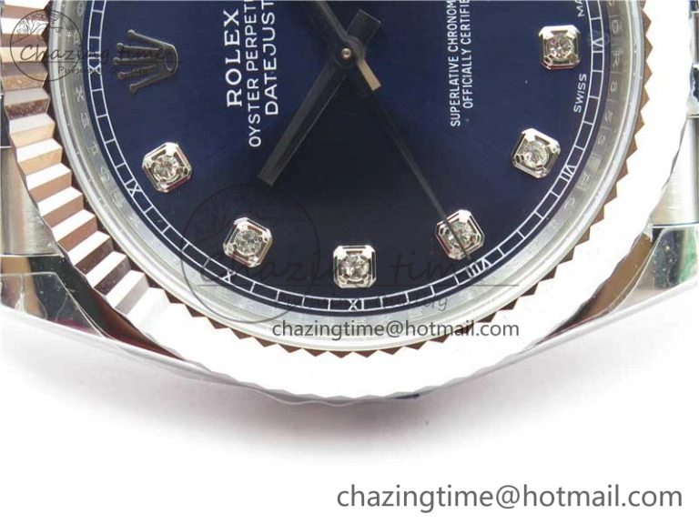 DateJust 41MM 126334 904L SS VRF 1:1 Best Edition Blue Dial Crystals Markers on SS Jubilee Bracelet A3235