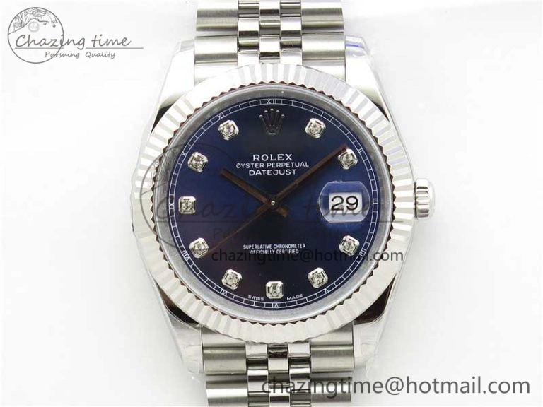 DateJust 41MM 126334 904L SS VRF 1:1 Best Edition Blue Dial Crystals Markers on SS Jubilee Bracelet A3235