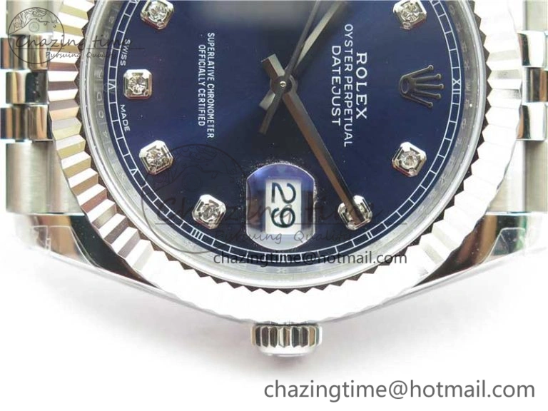 DateJust 41MM 126334 904L SS VRF 1:1 Best Edition Blue Dial Crystals Markers on SS Jubilee Bracelet A3235
