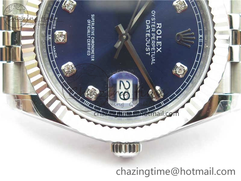 DateJust 41MM 126334 904L SS VRF 1:1 Best Edition Blue Dial Crystals Markers on SS Jubilee Bracelet A3235