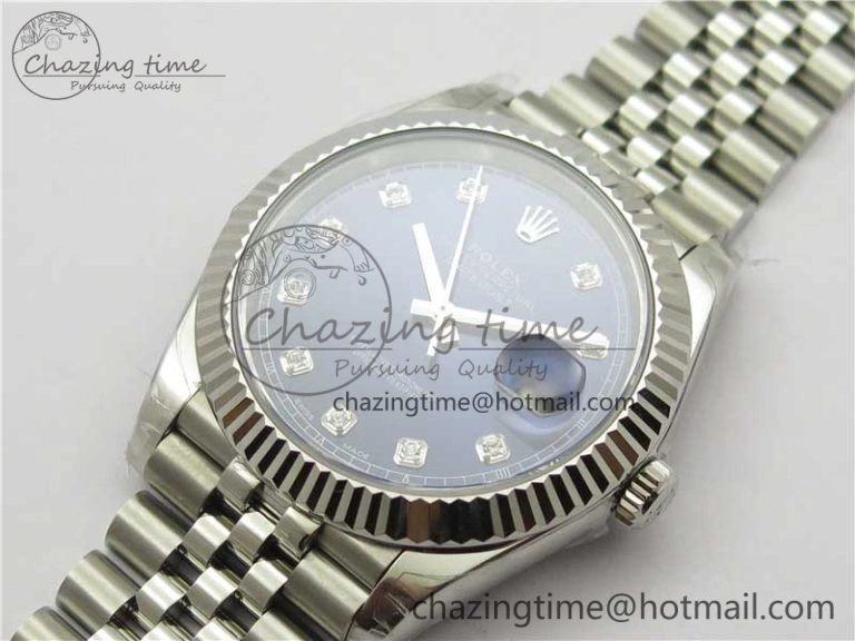 DateJust 41MM 126334 904L SS VRF 1:1 Best Edition Blue Dial Crystals Markers on SS Jubilee Bracelet A3235