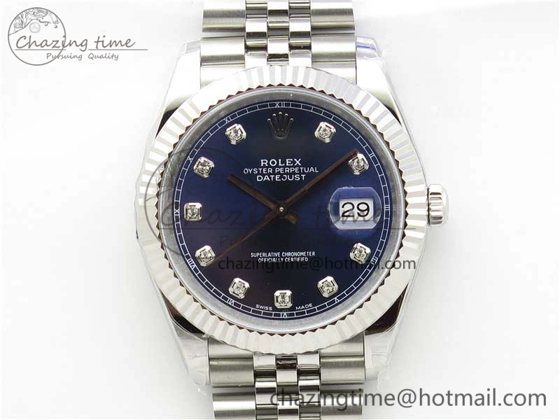DateJust 41MM 126334 904L SS VRF 1:1 Best Edition Blue Dial Crystals Markers on SS Jubilee Bracelet A3235