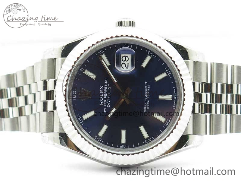 DateJust 41MM 126334 904L SS VRF 1:1 Best Edition Blue Dial Stick Markers on SS Jubilee Bracelet A3235