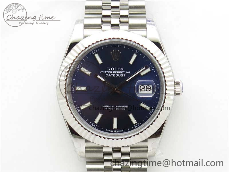 DateJust 41MM 126334 904L SS VRF 1:1 Best Edition Blue Dial Stick Markers on SS Jubilee Bracelet A3235
