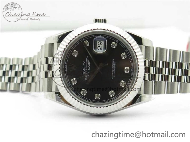 DateJust 41MM 126334 904L SS VRF 1:1 Best Edition Gray Dial Crystals Markers on SS Jubilee Bracelet A3235