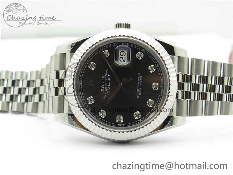 DateJust 41MM 126334 904L SS VRF 1:1 Best Edition Gray Dial Crystals Markers on SS Jubilee Bracelet A3235