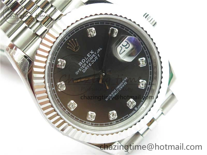DateJust 41MM 126334 904L SS VRF 1:1 Best Edition Gray Dial Crystals Markers on SS Jubilee Bracelet A3235