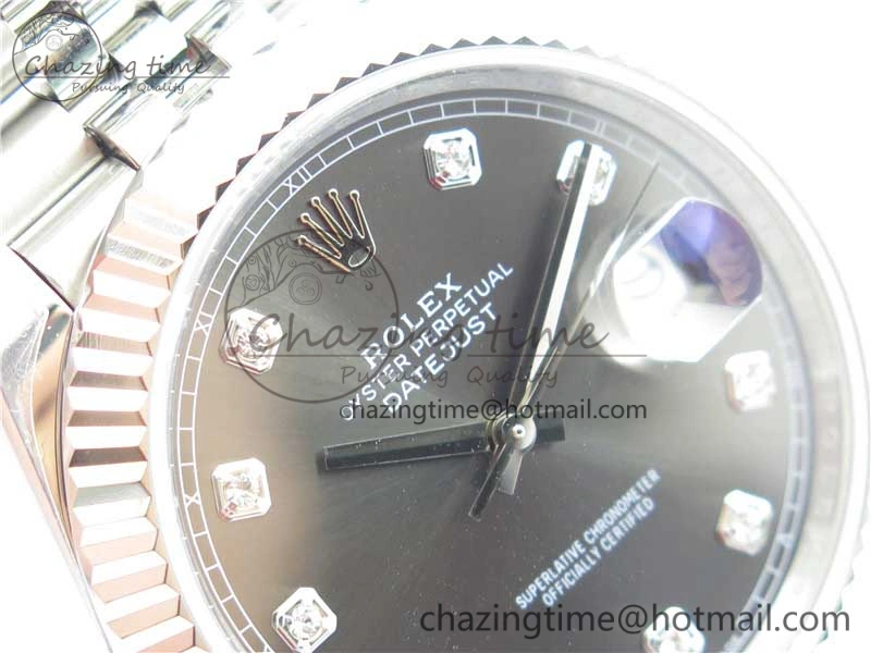 DateJust 41MM 126334 904L SS VRF 1:1 Best Edition Gray Dial Crystals Markers on SS Jubilee Bracelet A3235