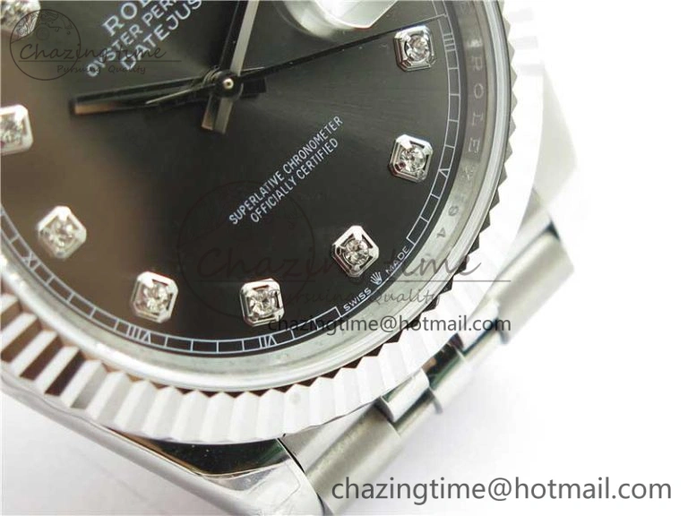 DateJust 41MM 126334 904L SS VRF 1:1 Best Edition Gray Dial Crystals Markers on SS Jubilee Bracelet A3235