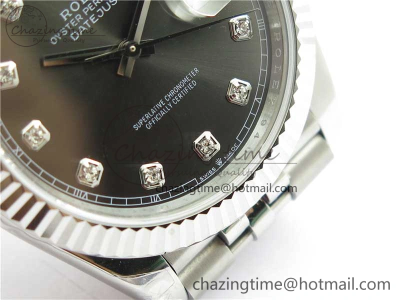 DateJust 41MM 126334 904L SS VRF 1:1 Best Edition Gray Dial Crystals Markers on SS Jubilee Bracelet A3235