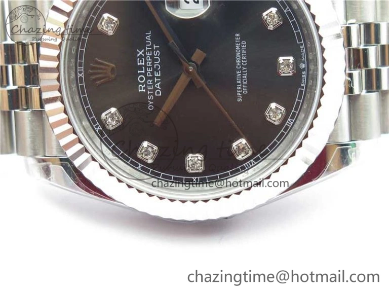 DateJust 41MM 126334 904L SS VRF 1:1 Best Edition Gray Dial Crystals Markers on SS Jubilee Bracelet A3235