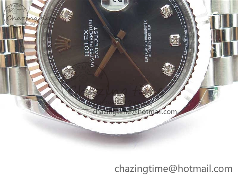 DateJust 41MM 126334 904L SS VRF 1:1 Best Edition Gray Dial Crystals Markers on SS Jubilee Bracelet A3235