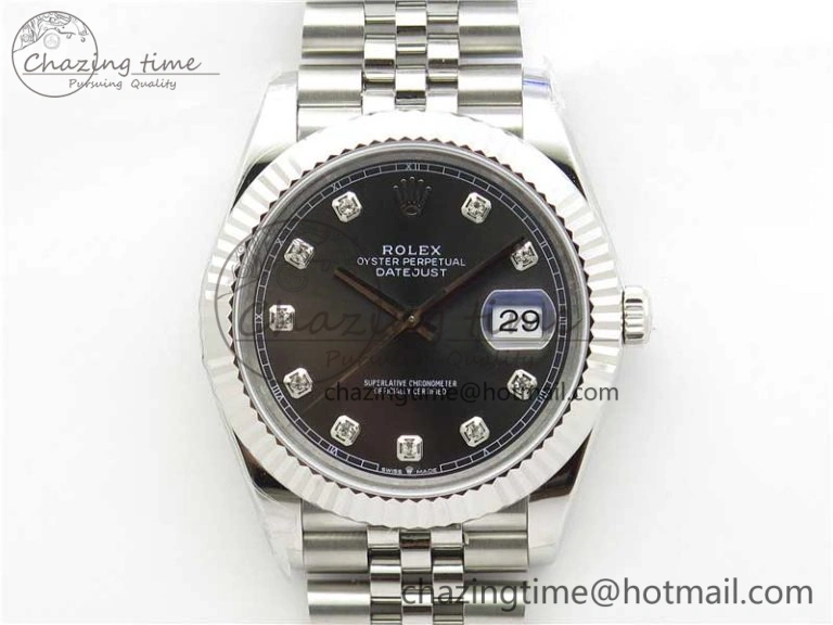 DateJust 41MM 126334 904L SS VRF 1:1 Best Edition Gray Dial Crystals Markers on SS Jubilee Bracelet A3235