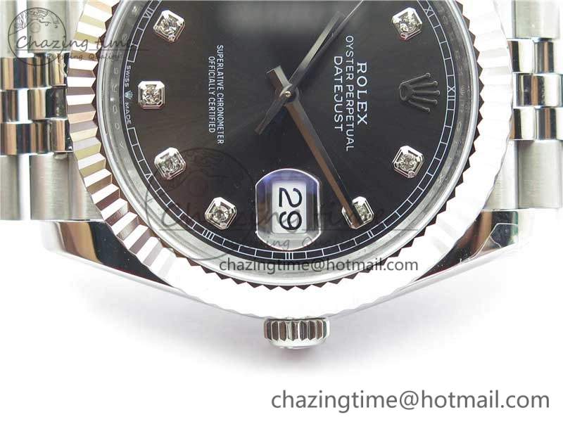 DateJust 41MM 126334 904L SS VRF 1:1 Best Edition Gray Dial Crystals Markers on SS Jubilee Bracelet A3235