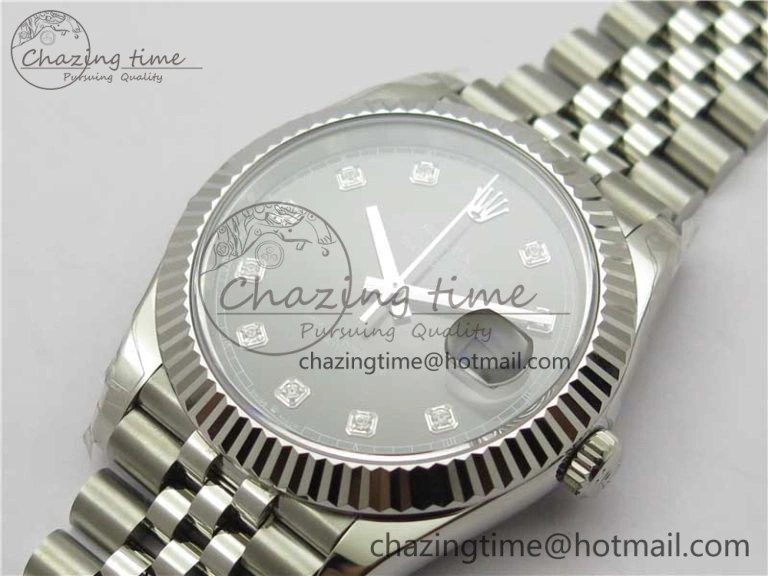 DateJust 41MM 126334 904L SS VRF 1:1 Best Edition Gray Dial Crystals Markers on SS Jubilee Bracelet A3235